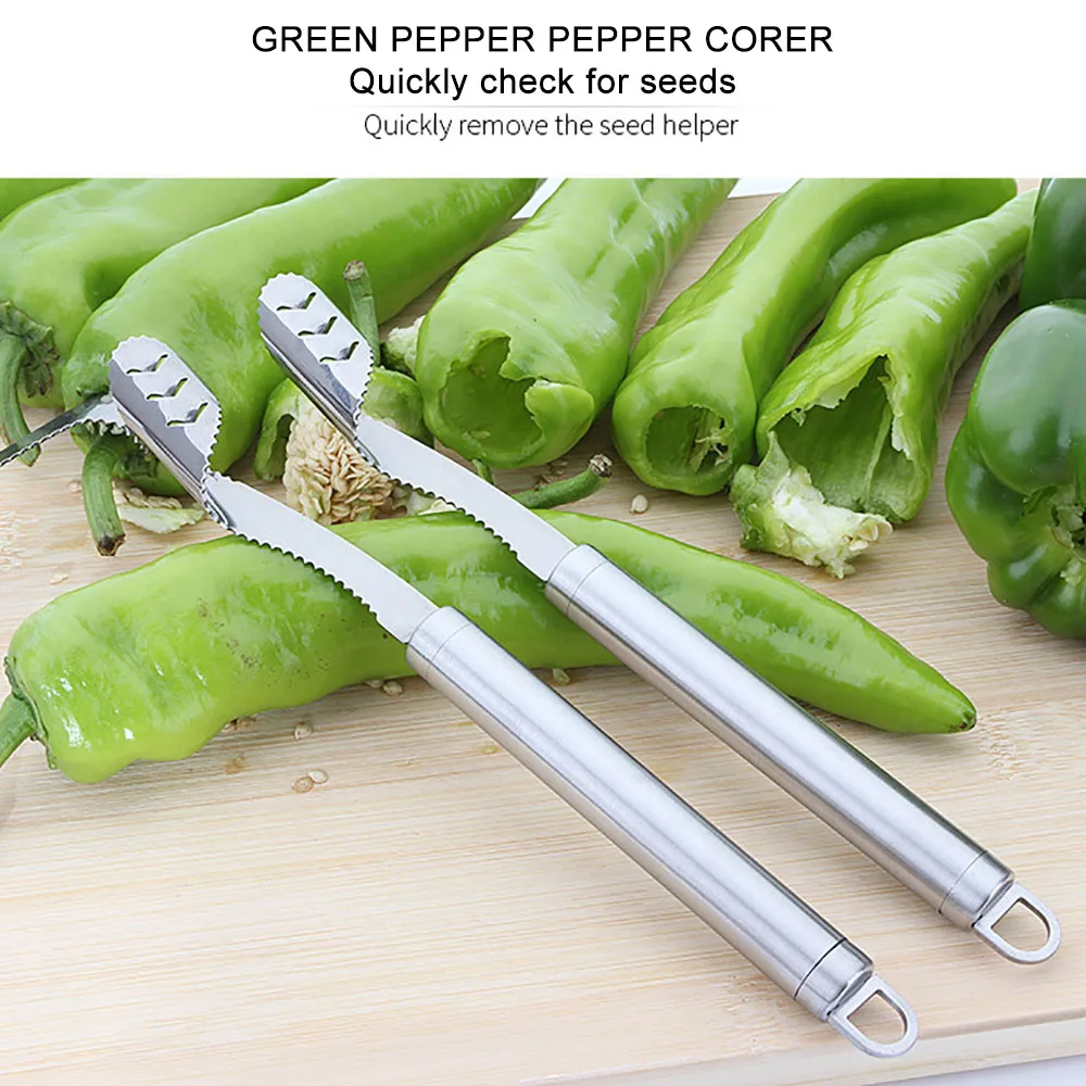 Ручка сеялки для перца из нержавеющей стали Jalapeno зубчатый край коринговый корер