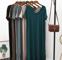 casual summer dresses for women 2021 v neck hollow out loose soft casual dress ladies modal midi basic dress woman