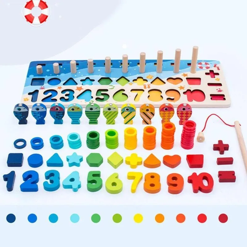 

3d Montessori Educational Wooden Toys For Kids Montessori 3 Board Educational Math Fishing Ol Years Toys Toys 4 Montessori P7R1