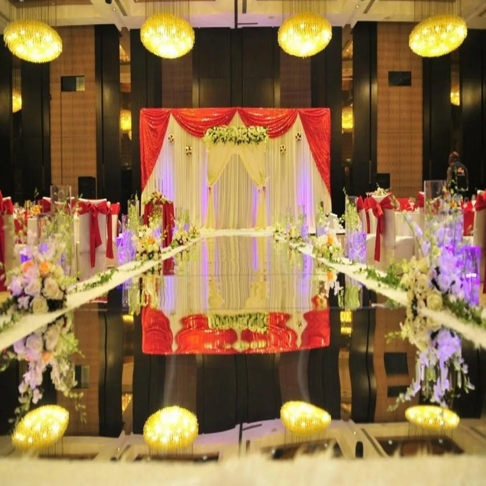 New Fashion Wedding Mirror Carpet Aisle Runner Shine Silver Side Design T Station Decoration Favors Carpets|Украшения своими