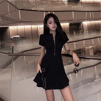 nightclub womens clothing 2021 summer hepburn style slimming scheming little black dress fashionable retro gothic young sexy