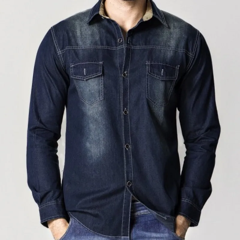 Мужская одежда новая мода 2020 Весенняя джинсовая рубашка повседневная мужская с
