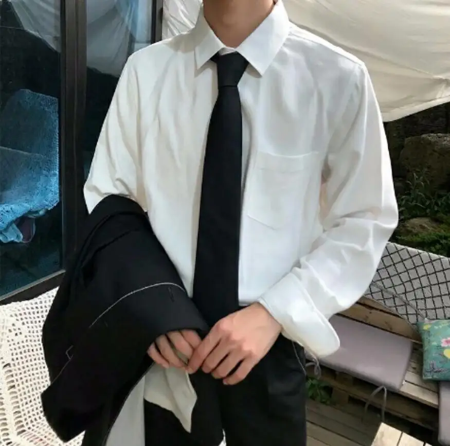 Новинка мужская и женская белая рубашка с длинными рукавами для студентов в