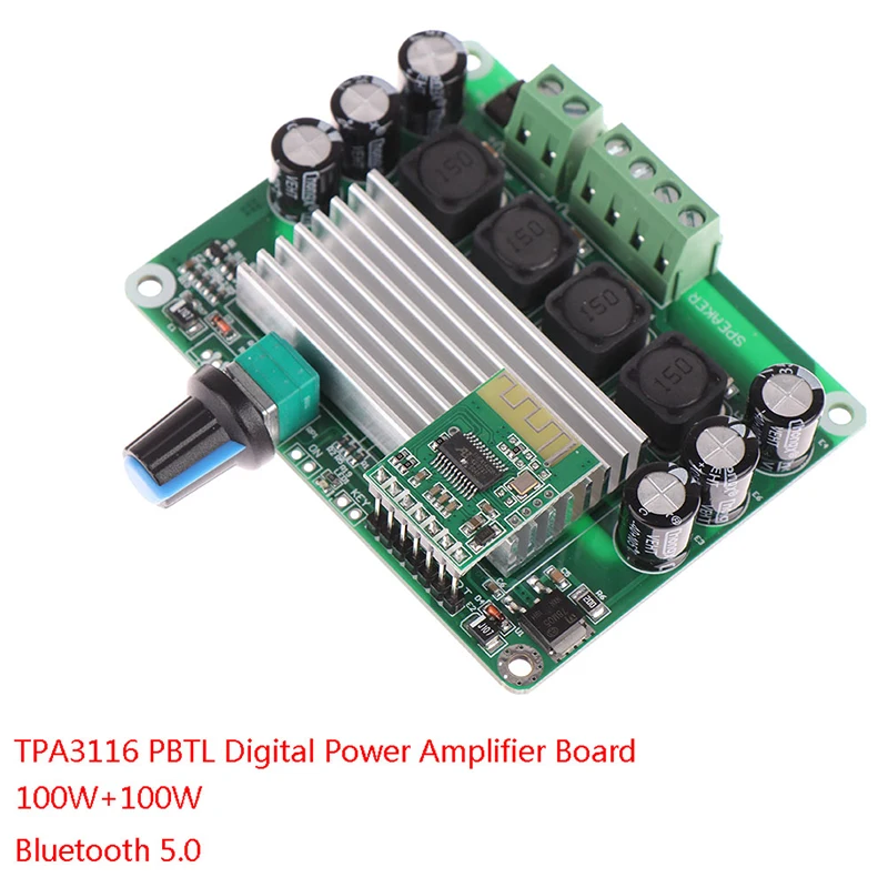 

TPA3116 PBTL плата цифрового усилителя мощности 100 Вт + 100 Вт стерео класс D усилитель мощности Bluetooth 5,0 Плата усилителя мощности DC 12 В 24 В для автомо...