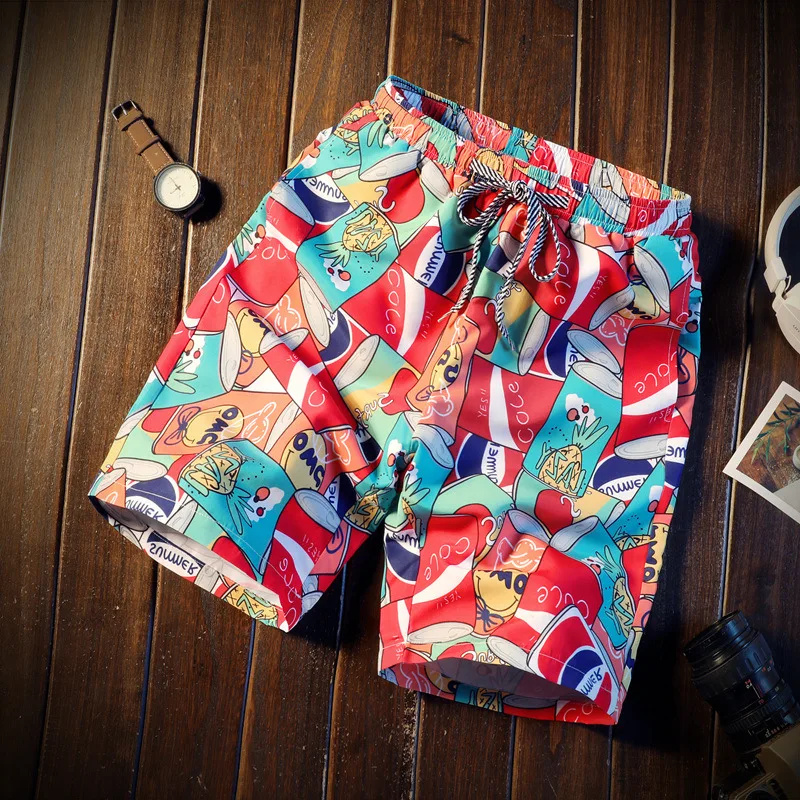 

Casual Printed Shorts For Men Summer Drawstring Regular Straight Shorts Male Beach Work Out Shorts 2020 Men's Clothing