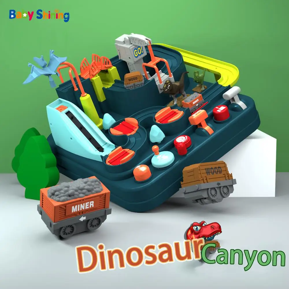 

Baby Shining Kids Plastic Model Building Toy Children Puzzle Train Track Car Toy Boy Dinosaur Set Car Adventure Birthday Gift