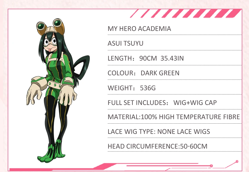 Парик AniHut Asui Tsuyu, Boku No Hero Academy, парик для косплея, аниме, My Hero Academy, волосы для косплея, синтетические зеленые парики Asui Tsuyu