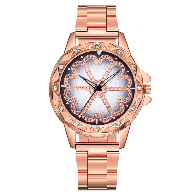 

Fashion women's Watch Luxury Rose Gold Stainless Steel Diamond Flower Side Ladies Quartz Watch Business Zegarek Damski Montre