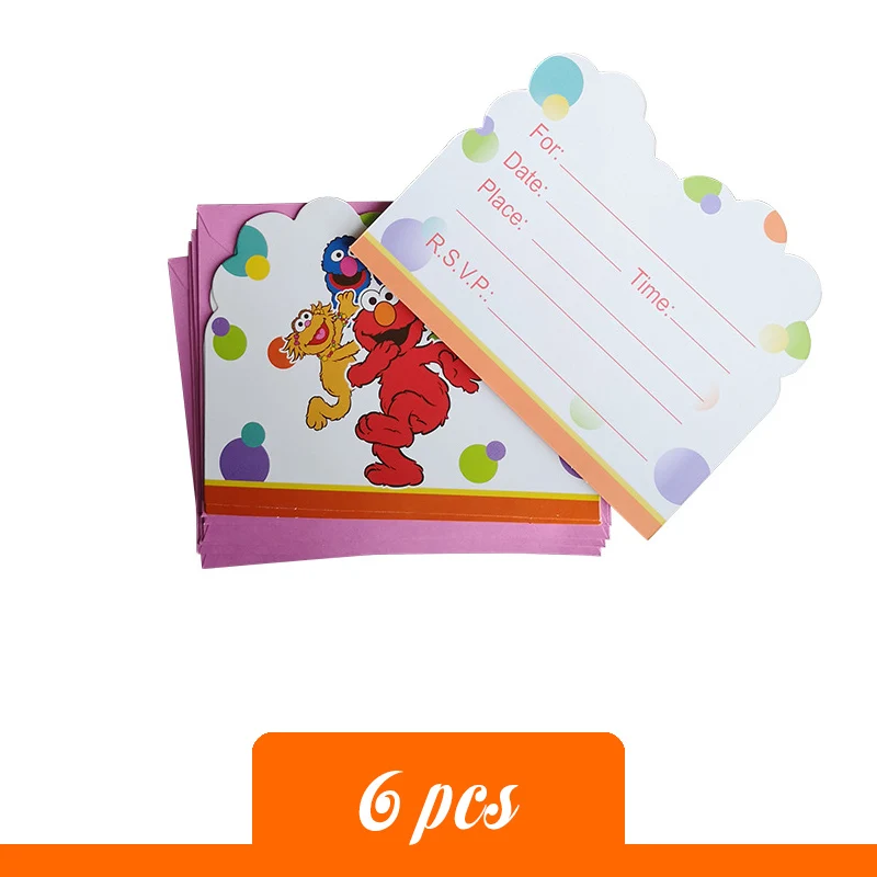 Lnvitation card Дети мультфильм Элмо день рождения поставки идея пользу украшения Улица Сезам шар посуда чашка тарелка шляпа - Цвет: Lnvitation card