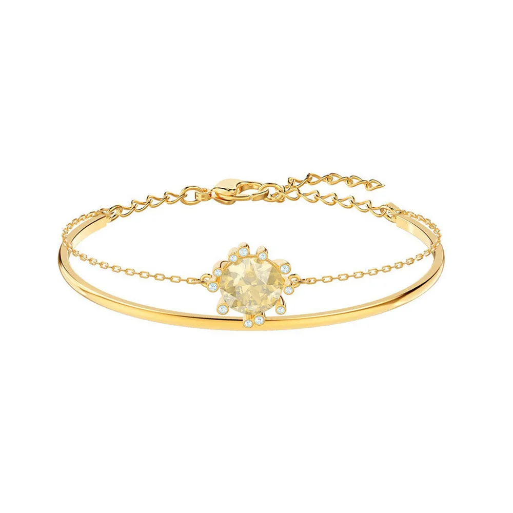 

Fashion Jewelry High Quality SWA1:1 Charm OLIVE Yellow Blue Sunflower Crystal Necklace Ladies Memorial Jewelry Luxury Best Gift