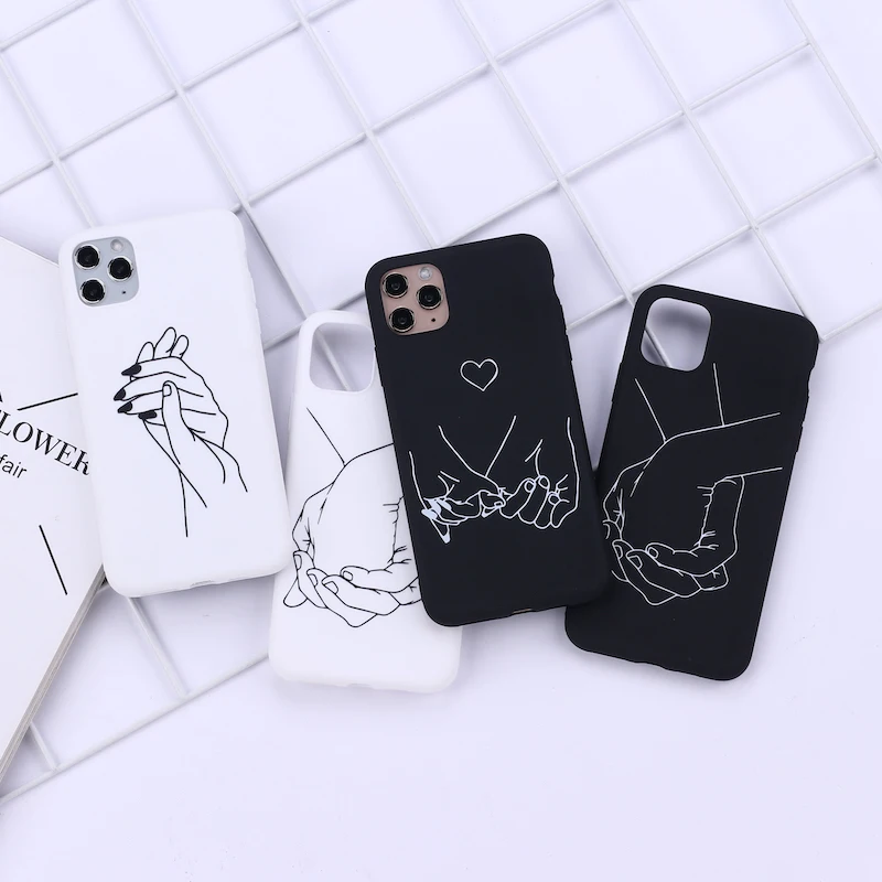 Lover Hand Line Simple Phone Cover For iPhone14 14ProMax 14Plus 13Promax 13 12 11 Soft Silicone Case Fundas