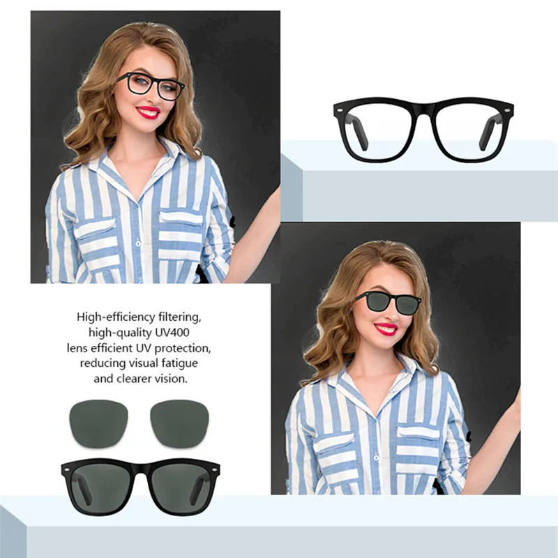 구매 E9 스마트 블루투스 헤드셋 안경 개방형 편광 선글라스 음악 듣기 및 전화 응답