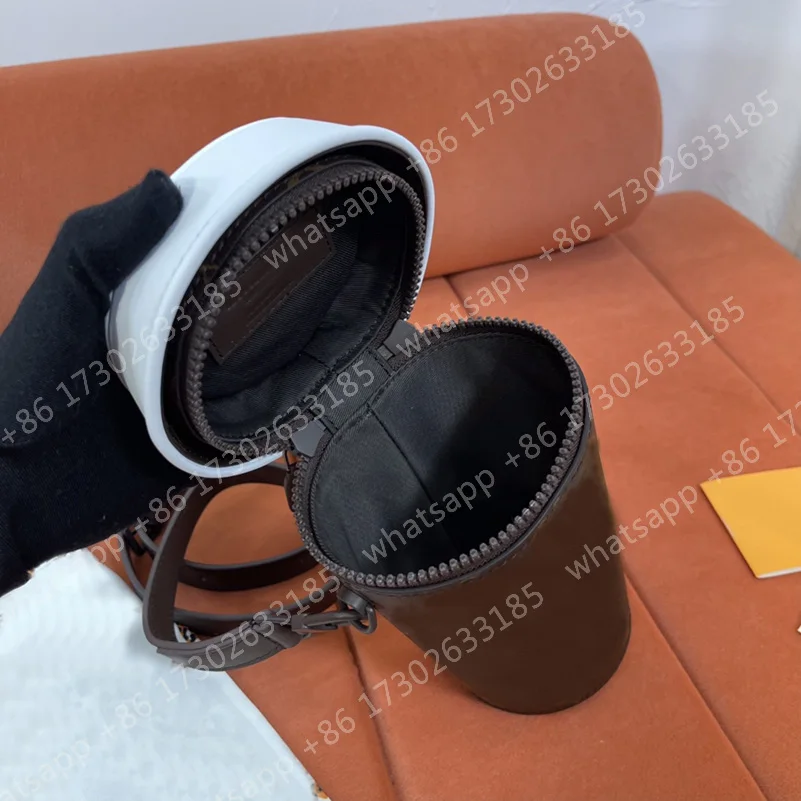 

80812 Luxury Designer Wallet Coffee Cup Pouch Capsule Crossbody Strap Shoulder Bag Genuine Leather Men's Lady's Handbag Purse