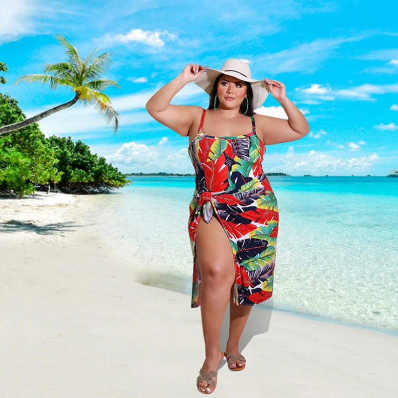 

Beach swimsuit Plus-size Women's Summer 2021 New print Cool Sexy Dresses swimsuit cover up Suit