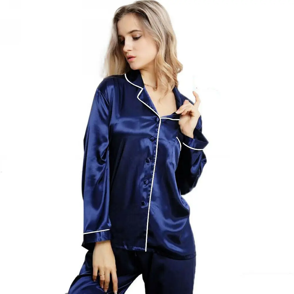 

Women Girl Silk Satin Pajamas Set Pyjama Sleepwear Nightwear Loungewear Homewear Solid Color Comfortable Soft High Quality Hot