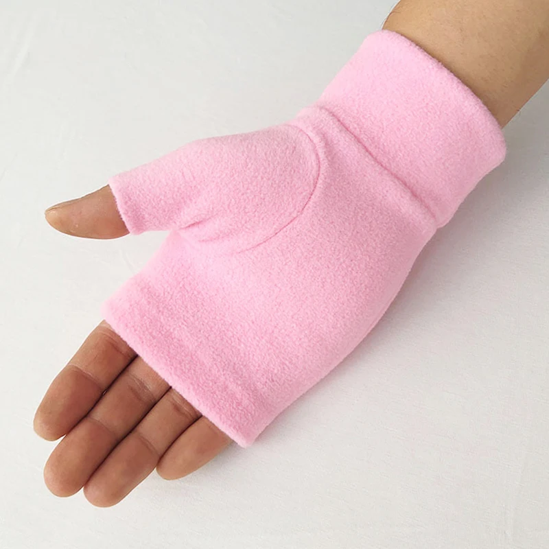 

Winter Fashion Gloves Women Men Soft Plush Fleece Warm Gloves Unisex Women Solid Half Finger Gloves Hand Warmer Mittens 5 Colors