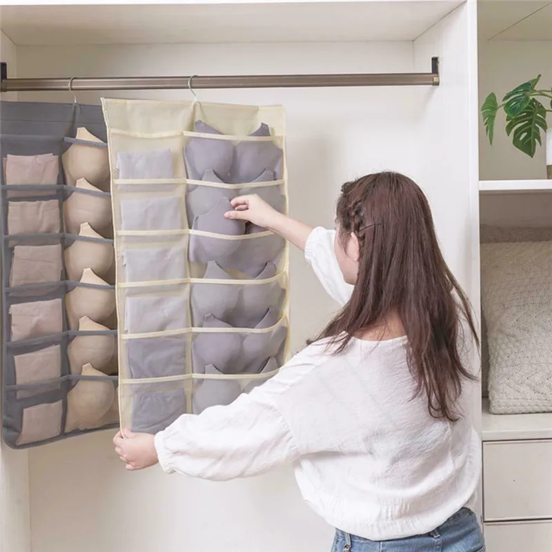 

Double-Sided Clothes Storage Bag Hanging Bag Storage Bag Bedroom Household Underwear Bra Storage Closet Organize Organization