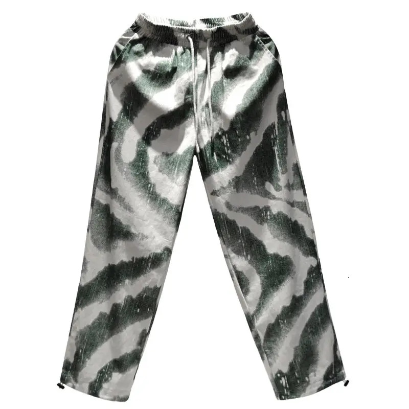 

Straight Trousers Mens M-2Xl Korean Cotton Tie-Dye Pants Men's Fashion Retro Casual Pants Men Streetwear Wild Loose Hip-Hop