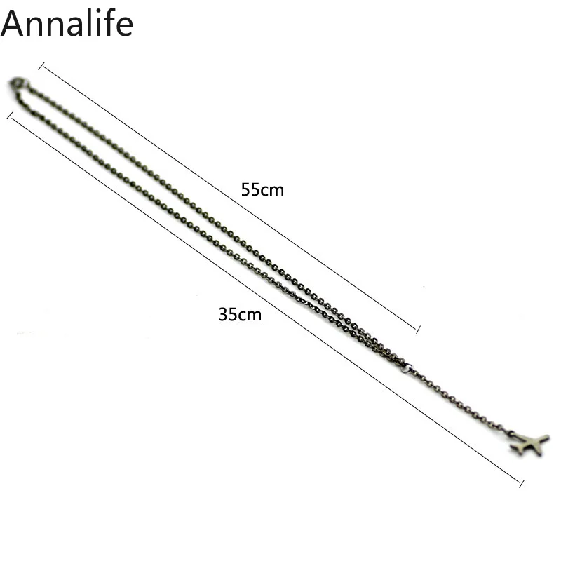 Новинка 2019 ожерелье из розового золота с черным самолетом подвеской в виде