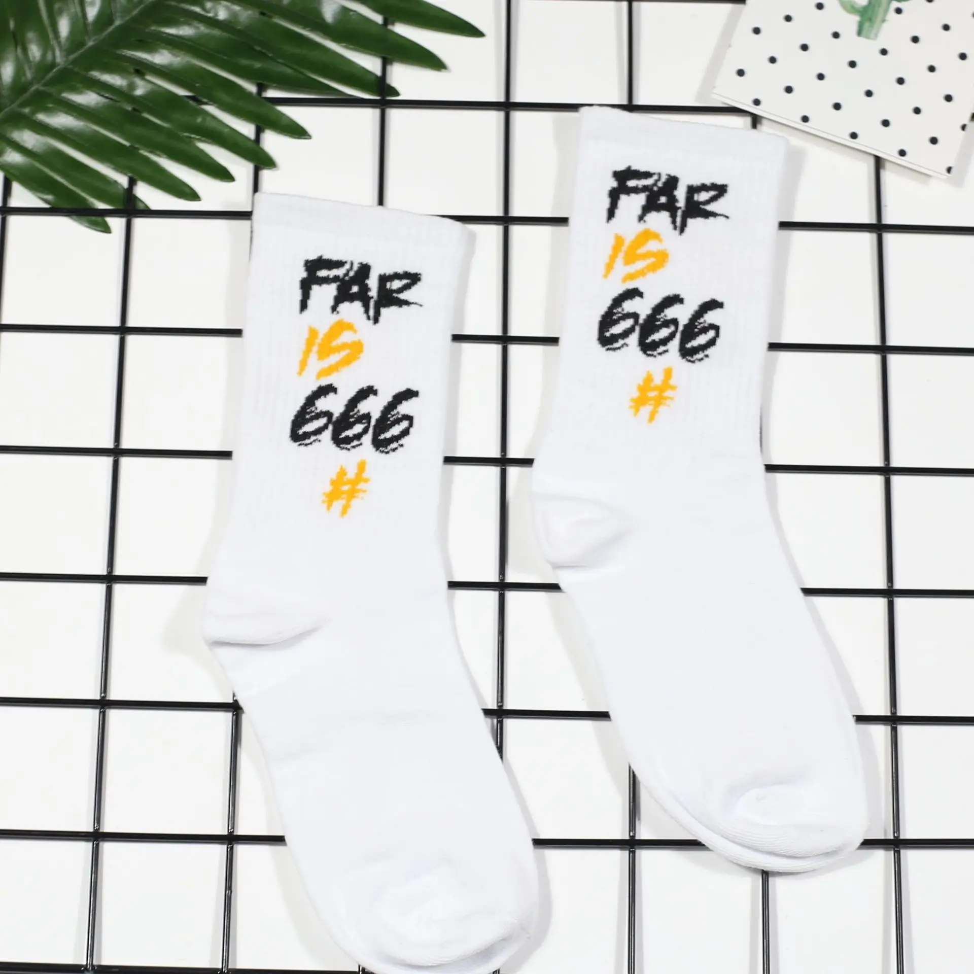 666 European And American Streets Fashion Socks Men And Women Thigh High Socks Harajuku Sports Long Socks Popular Brand Lettered