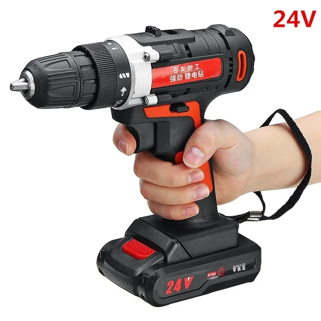 24V Новейший Аккумуляторный шуруповерт Ударная дрель 12 В/24 В перезаряжаемый Аккумуляторный торцевой ключ автомобильный домашний двойной скоростной ручной дрель электроинструменты - Цвет: 24V