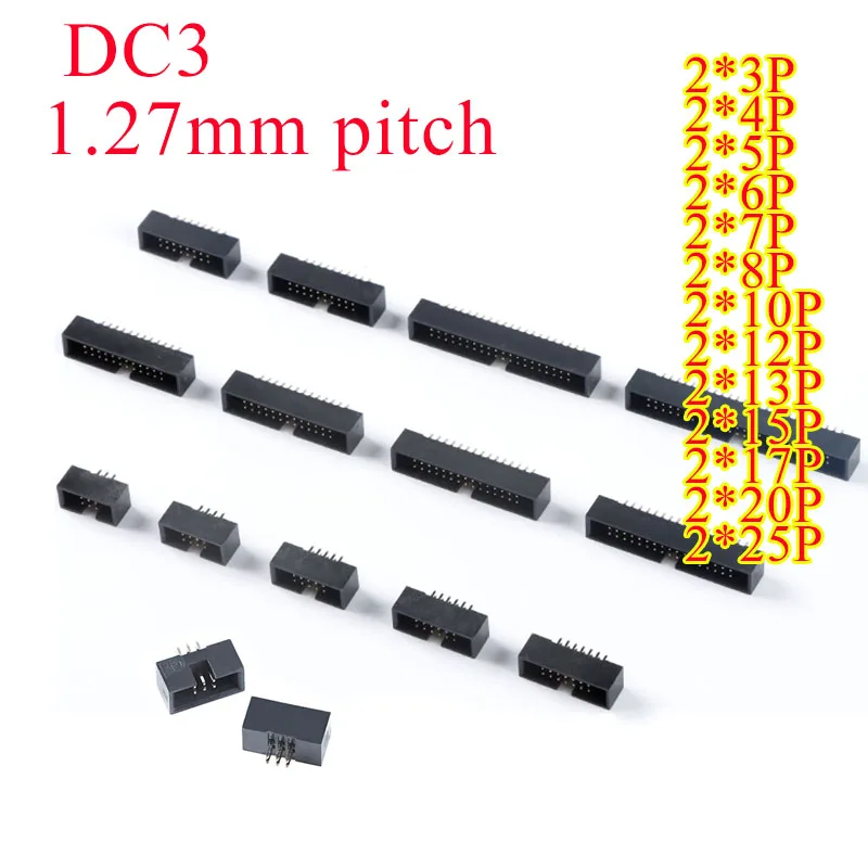 10 шт./лот DC3 шаг 1 27 мм IDC Box контактный разъем прямой штырь двухрядные штекерные