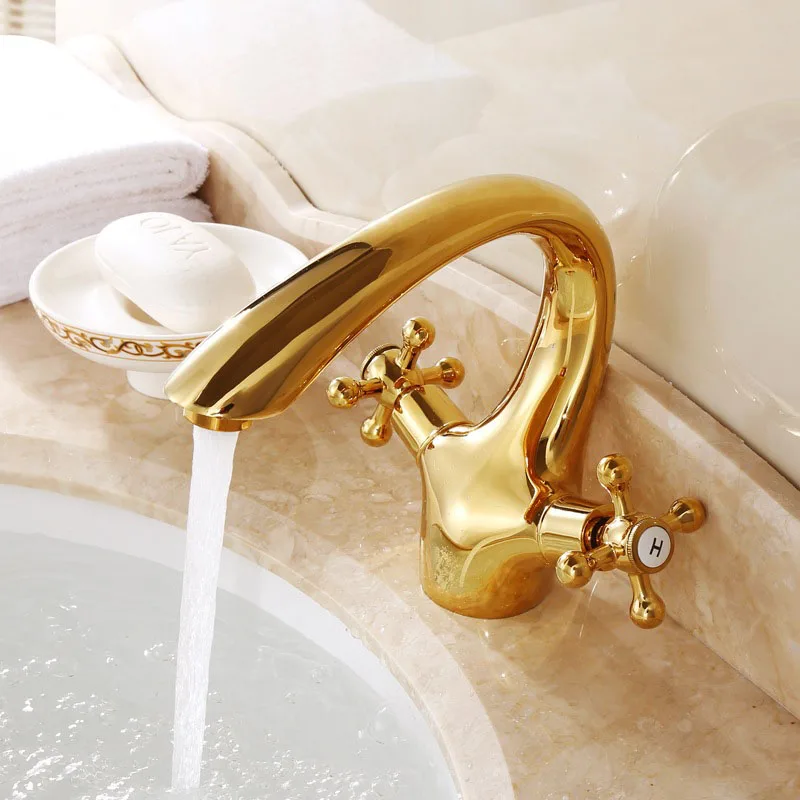 Rose Gold Brass Desk Mounted Bathroom Basin Faucets Hot Cold Mixer Double Handle Toilet Sink Water Taps For Kitchen Accessories |