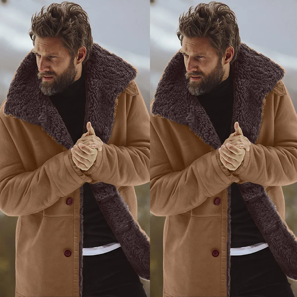 Модная мужская зимняя куртка из овчины теплая шерстяная подкладка горные Куртки