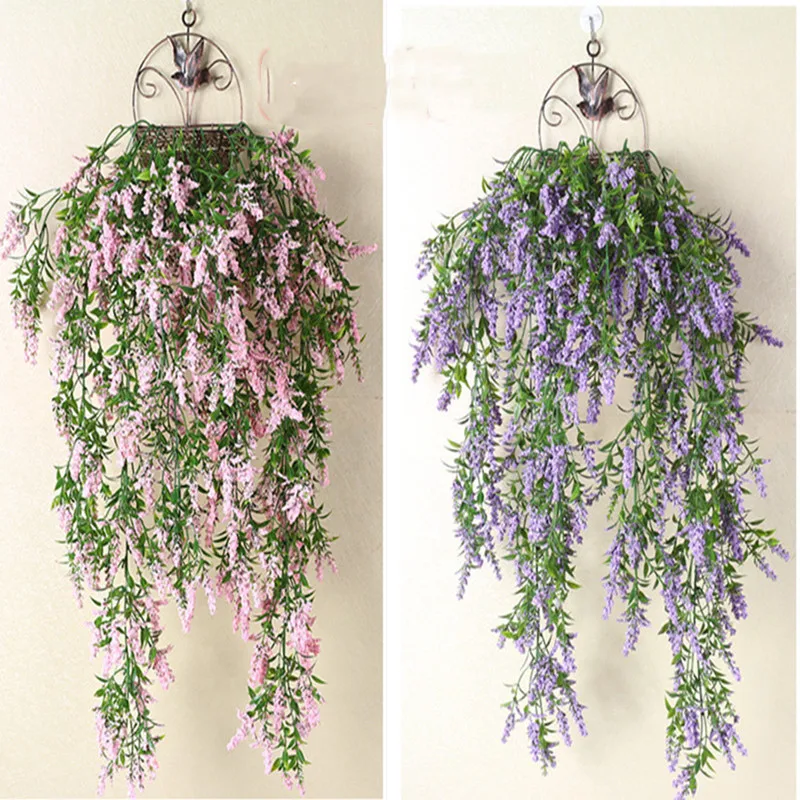 

Large Artificial Plant Lavender Vertical Fake Home Decor Wedding Garden Nordic Wall Hanging Dried Flowers Desk Bedroom