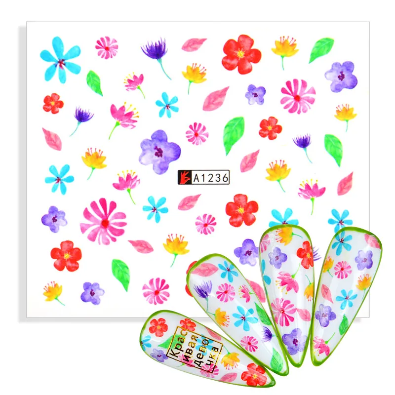

The New Water Transfer Nail Decal Flower Leaf Slider Stickers for Nails Small Fresh Styles Nail Accessories DIY Manicure Sticker