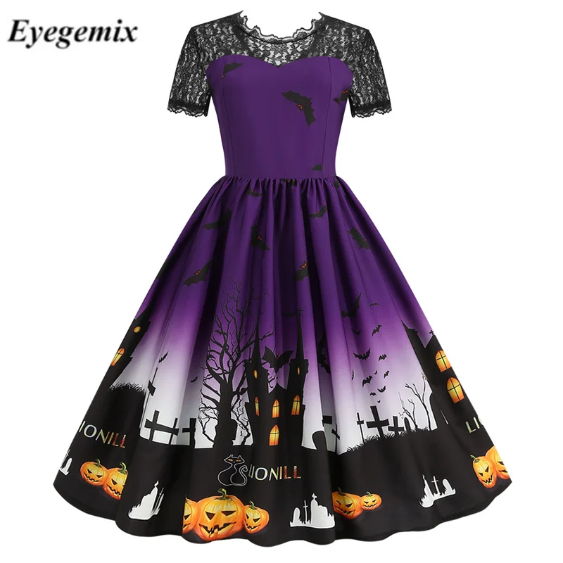 Женский костюм для Хэллоуина вечерние жевное винтажное платье с коротким