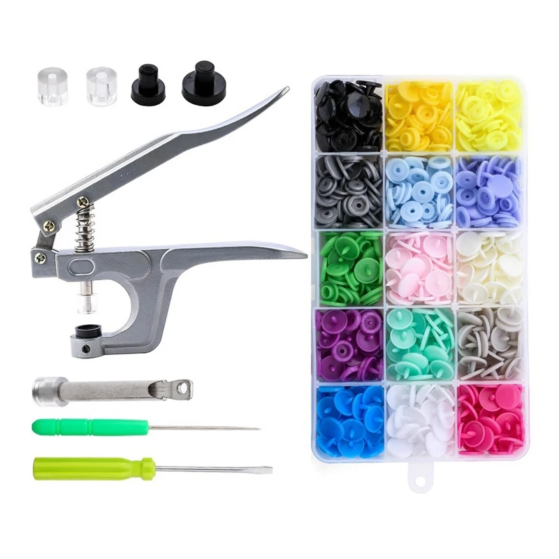 

15 Colors T5 Plastic Snap Buttons Kit With Snap Pliers Tool For Sewing And Crafting