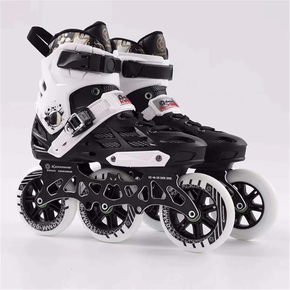 Professional Adult Roller Skating Shoes 3*110mm Changeable Slalom Speed Patines Free Racing Skates for SEBA Powerslide User F040 - Цвет: White