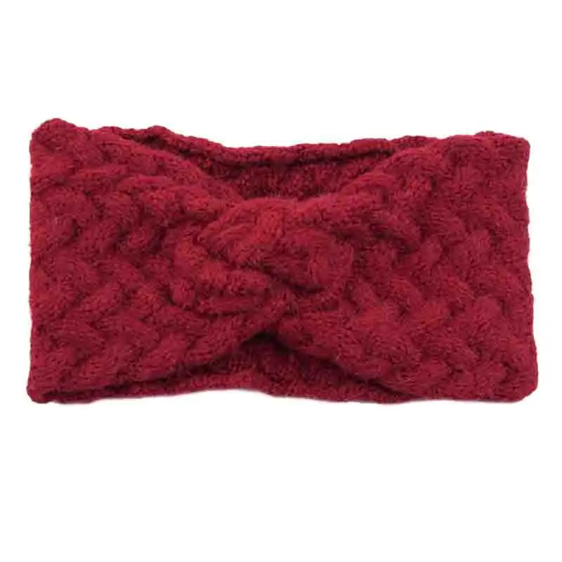 Повязка на голову женская зимняя мягкий шерстяной перекрестный ободок