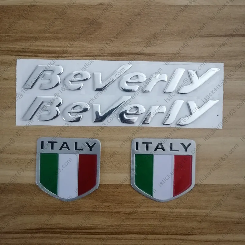 

Motorcycle Raise Silver 3D Emblem Italian MOTO SCOOTER Badge Sticker Decal FOR PIAGGIO Beverly Stickers