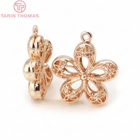 6pcs 21x18mm 24k champagne gold color plated brass plum flower charms pendants high quality diy jewelry accessories