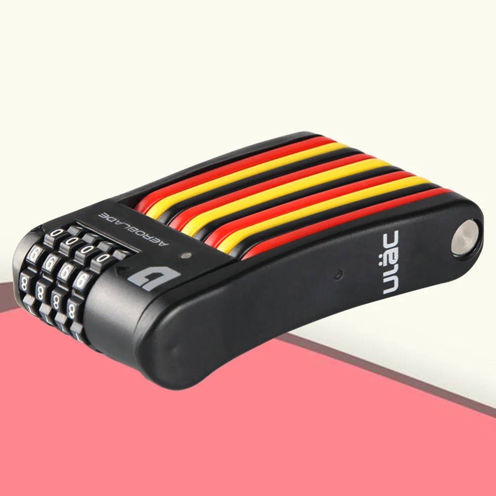 

4 Digit Password Lock Folding Bike Lock Metal Lock Anti-theft Lock (Black)