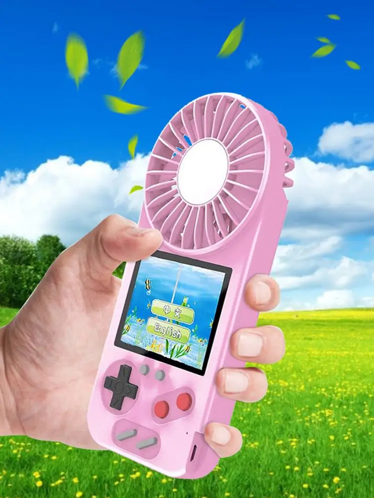 

Handheld Game Console with USB Fan Color Display 500 in 1 Game Console Retro Game Console with Mini Personal Fan for Kids Adults