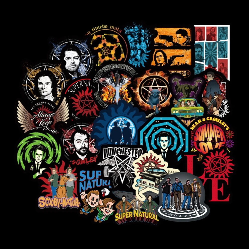 50pcs/Pack Supernatural Stickers Waterproof PVC Skateboard Luggage Snowboard Motorcycle Water Bottle Funny Sticker Kid Toy - купить по