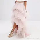 Великолепная светло-розовая Тюлевая юбка, многоярусная Женская дешевая формальная Коктейльная вечерние ка, длинные юбки высокого и низкого размера на заказ