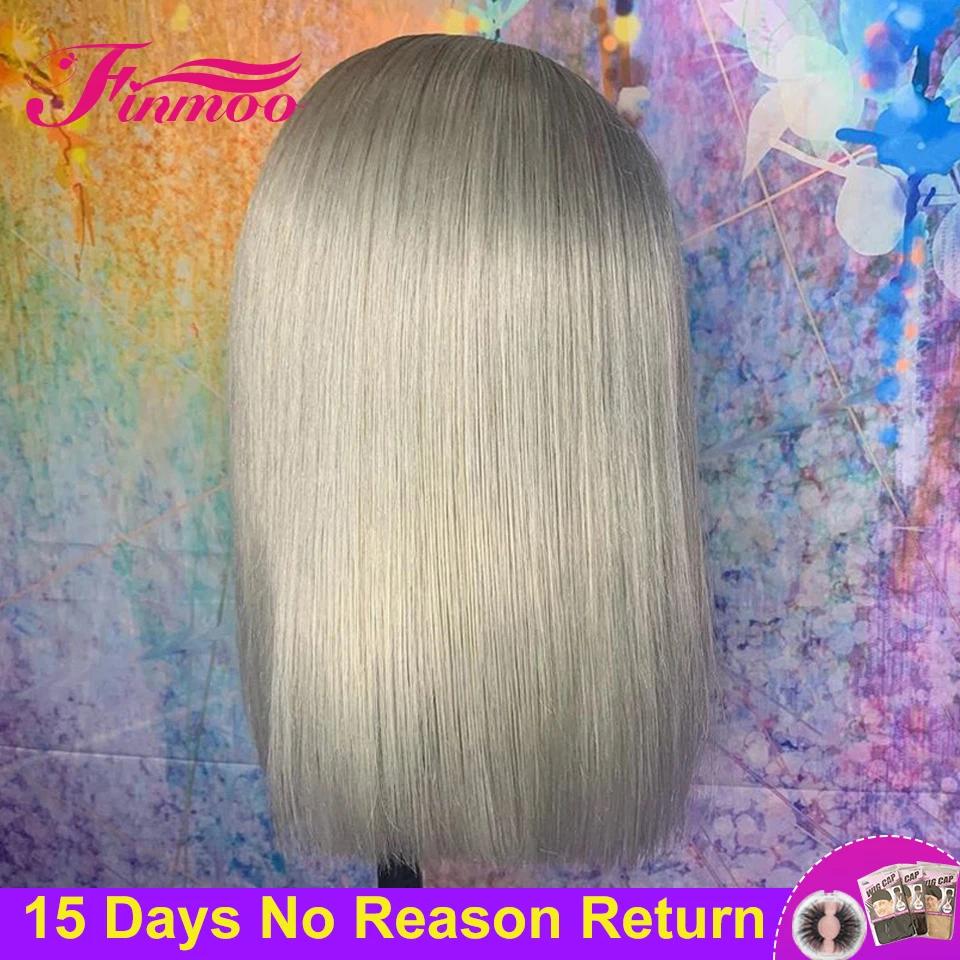 Парик из человеческих волос Bob Grey парик 613 блонд на сетке спереди бразильский