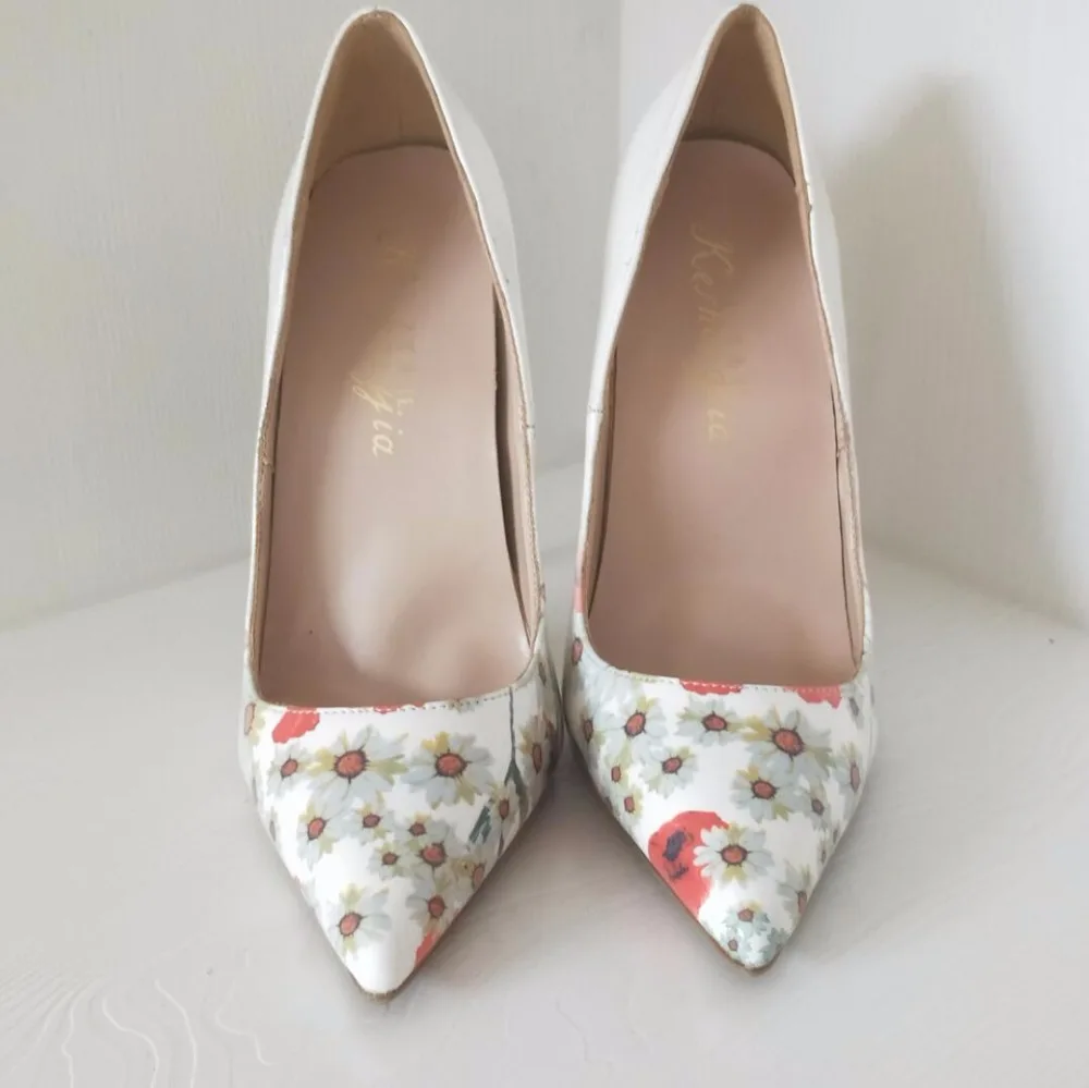 

Women's Printed High-heeled Shoes Pointed Shoes Shallow Mouth Shoes 10cm 12cm Banquet Shoes Thin Heels Super High (8cm-up) Dress