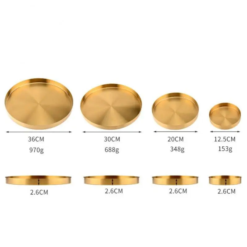 Круглые подносы для хранения из нержавеющей стали в скандинавском стиле лотки