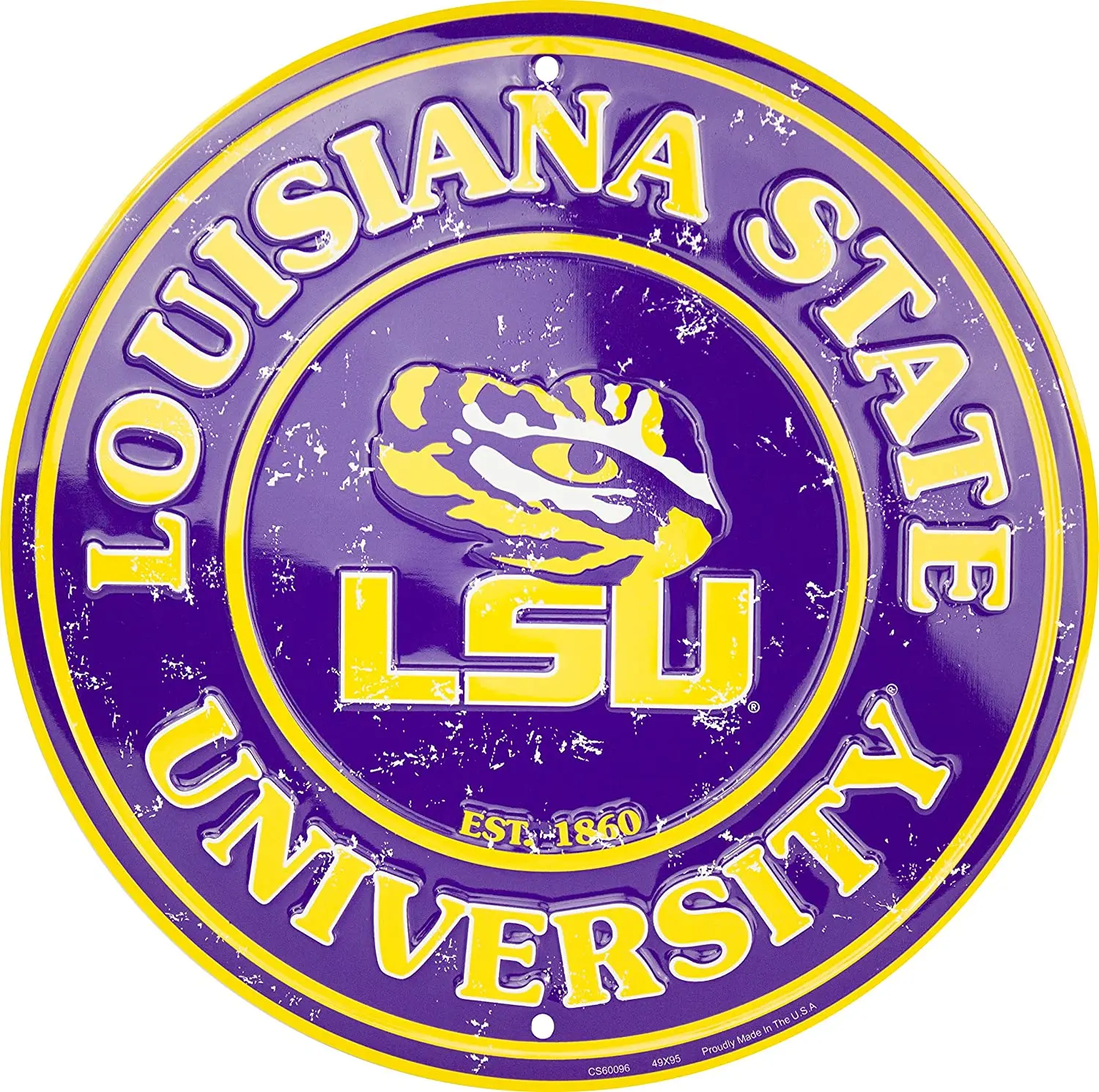 

LSU Tigers 12 Inch Embossed Metal Nostalgia Circular Sign