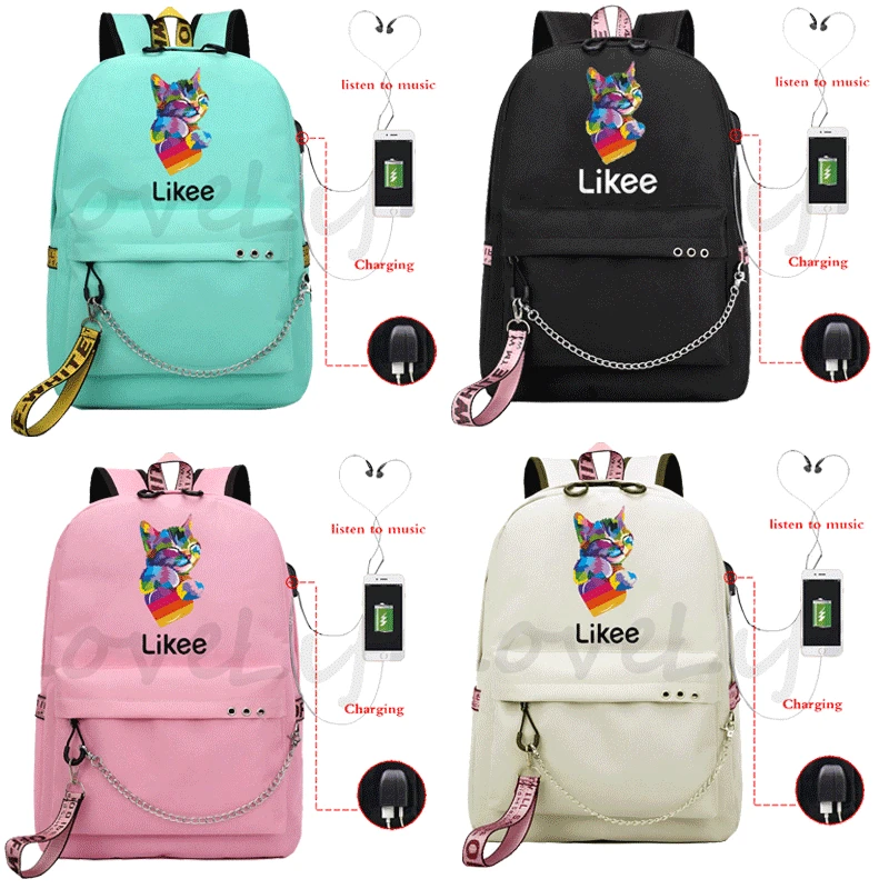 

Likee Video Backpack USB Charging Backpack School Backpack USB Design Backpack Likee Like Backpacks for Girls Travel Backpack