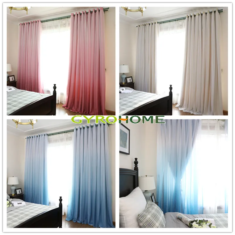 

Free Custom GYC2258 Gyrohome 1PC Curtain Splice Gradient Ramp Solid Color Tulle Blackout Curtain Window Living Room Dec