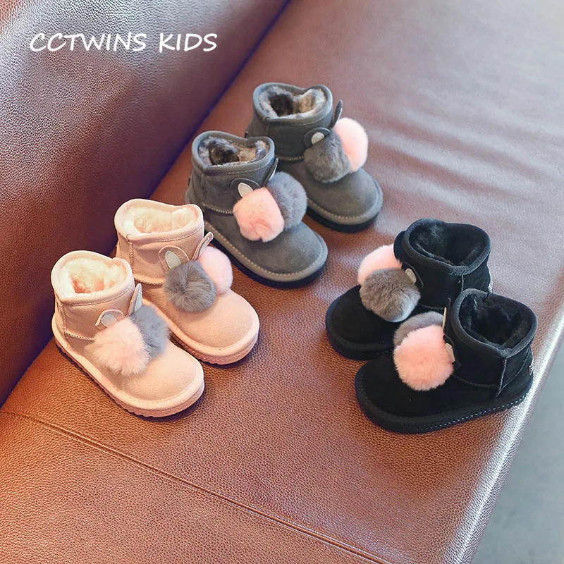 Детские Модные теплые плоские ботинки CCTWINS для девочек 2019 из натуральной кожи