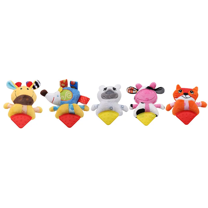 

New Baby Hand Bell Rattle Toys Soft Animal Deer Fox Teethers Plush Doll For Baby Educational Toys 0-12 Months Newborns Gifts