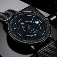 2021 fashion calendar watch luxury top brand mens clock stainless steel mesh belt ultra thin quartz watch relogio masculino