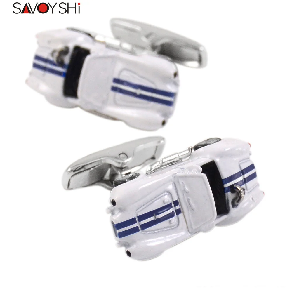 Car cufflinks SAVOYSHI новейшая мода 3D гоночный автомобиль модель Запонки мужские рубашки запонки высокого качества Новинка эмалевые запонки ювелирные изделия - Окраска металла: Car cufflinks